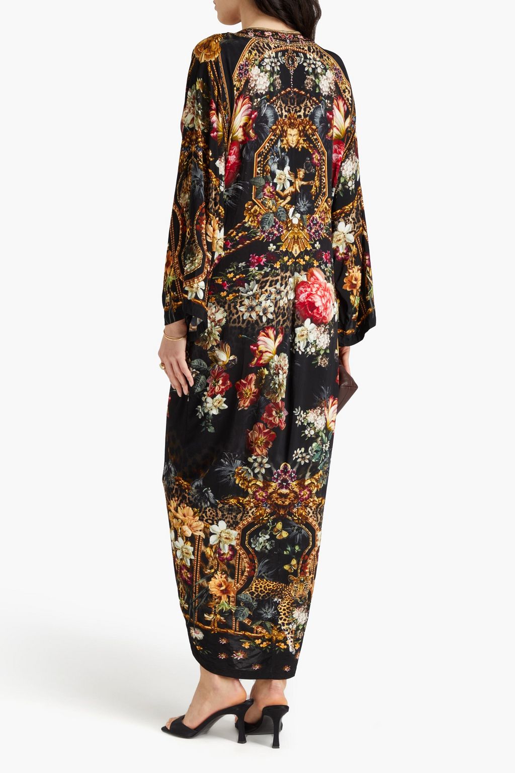 CAMILLA Bedrucktes Maxikleid aus Jersey mit Kristallverzierung und Twist-Detail