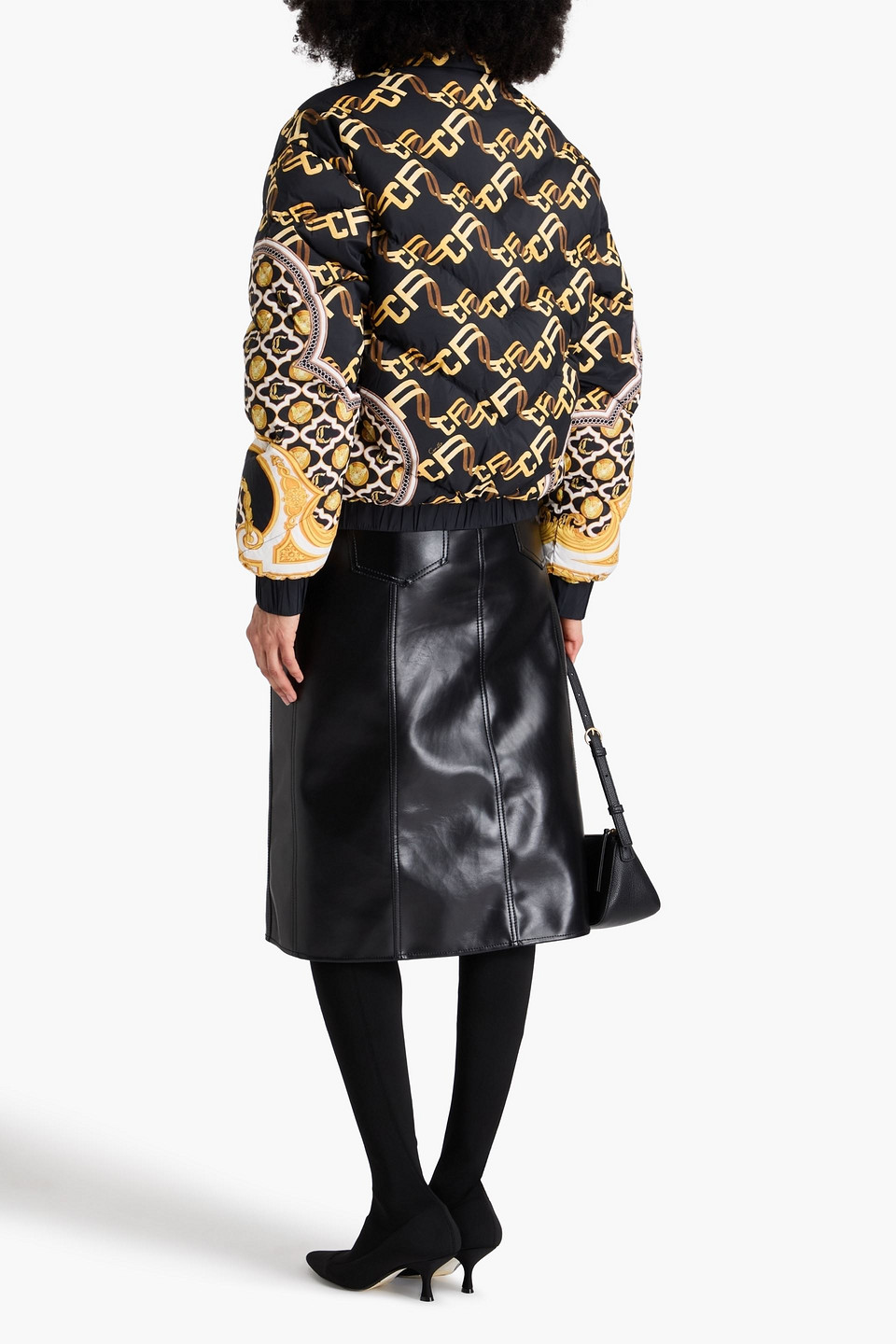 Shop Camilla Printed Quilted Shell Down Jacket In Black
