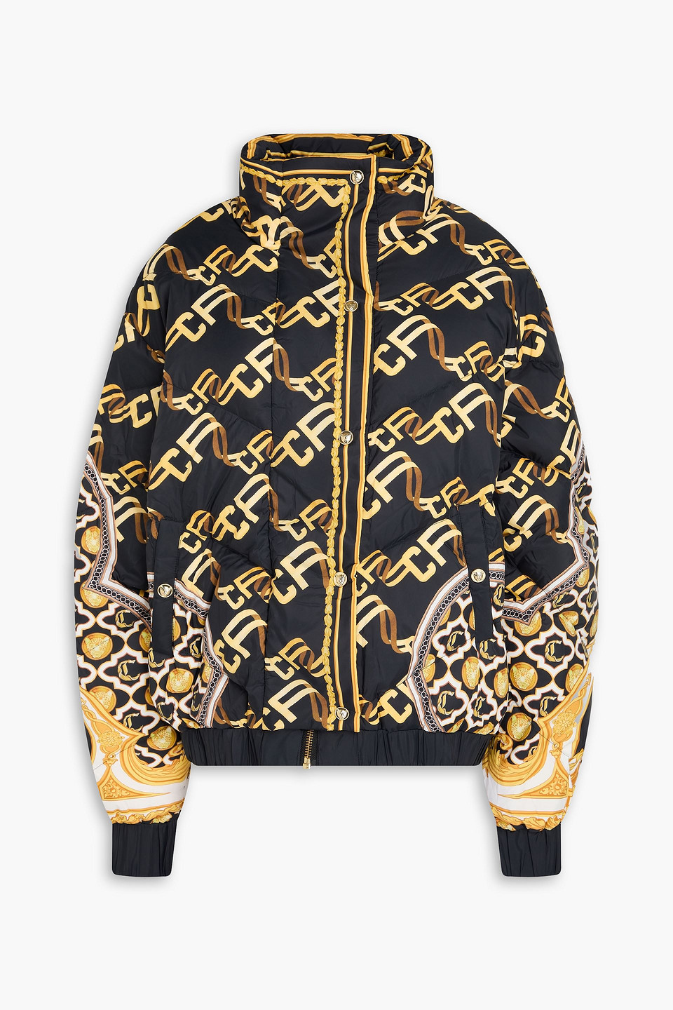Camilla Printed Quilted Down Jacket In Black