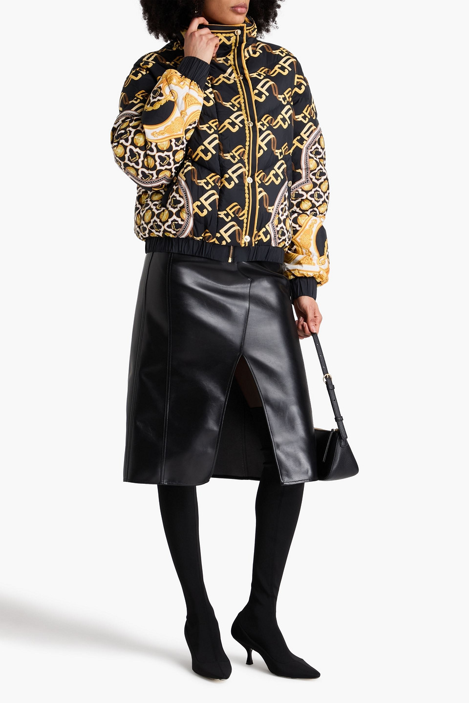 Shop Camilla Printed Quilted Shell Down Jacket In Black