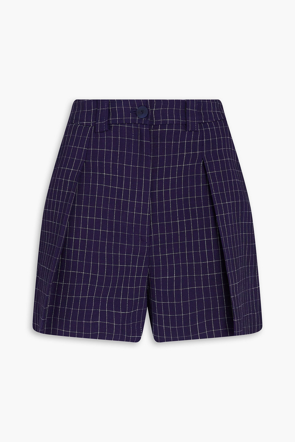 Claudie Pierlot Karierte Shorts Aus Grain De Poudre Mit Falten In Indigo