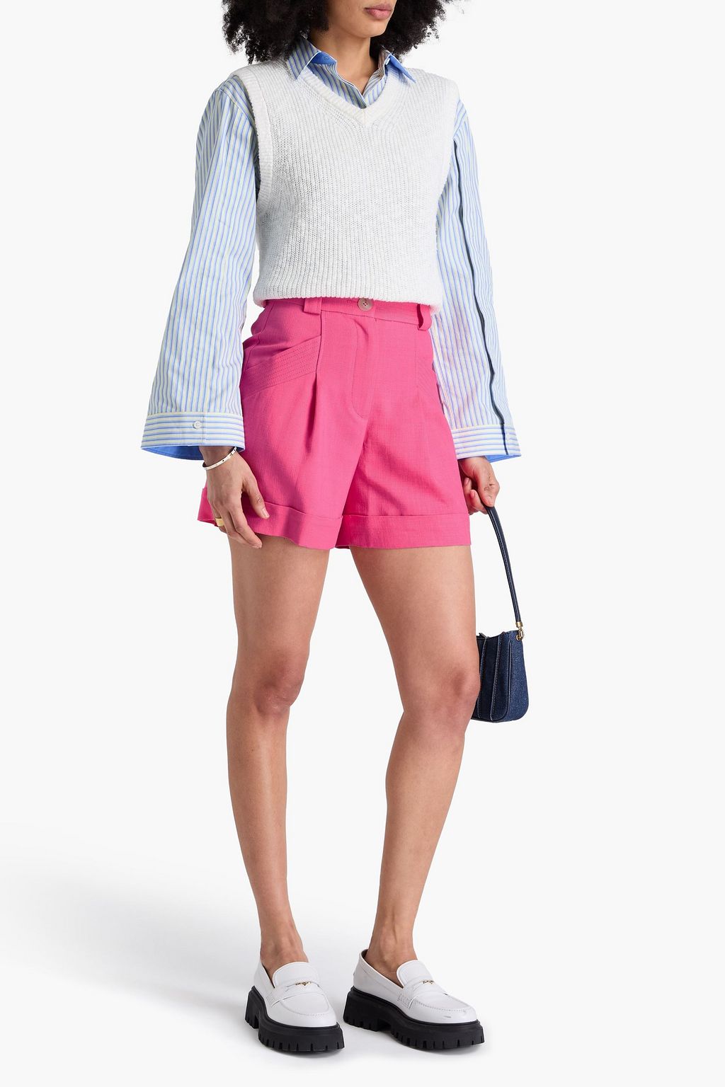 CLAUDIE PIERLOT شورت محبوك مزين بكسرات