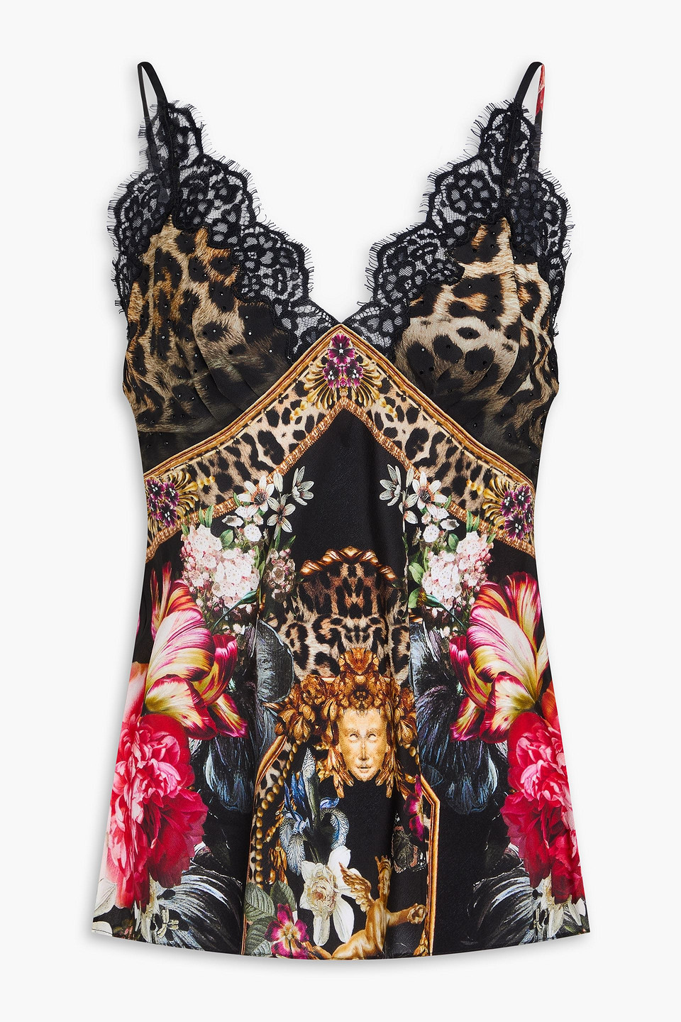 Camilla Crystal-embellished Printed Silk Crepe De Chine Camisole In Animal-print