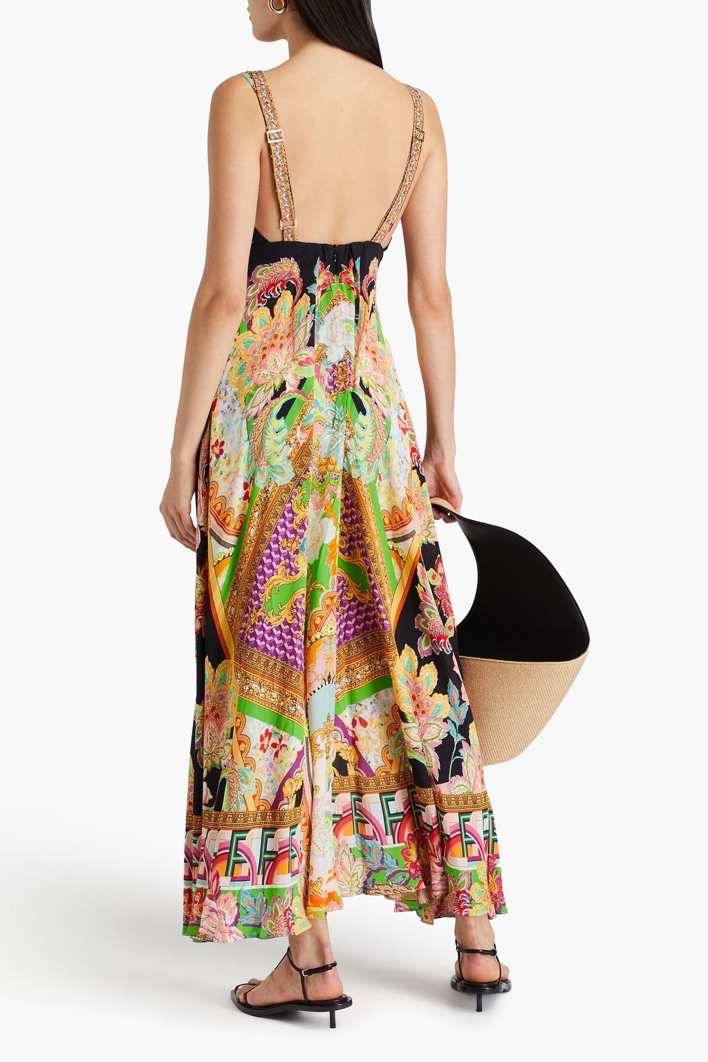 CAMILLA Crystal-embellished printed silk crepe de chine maxi dress