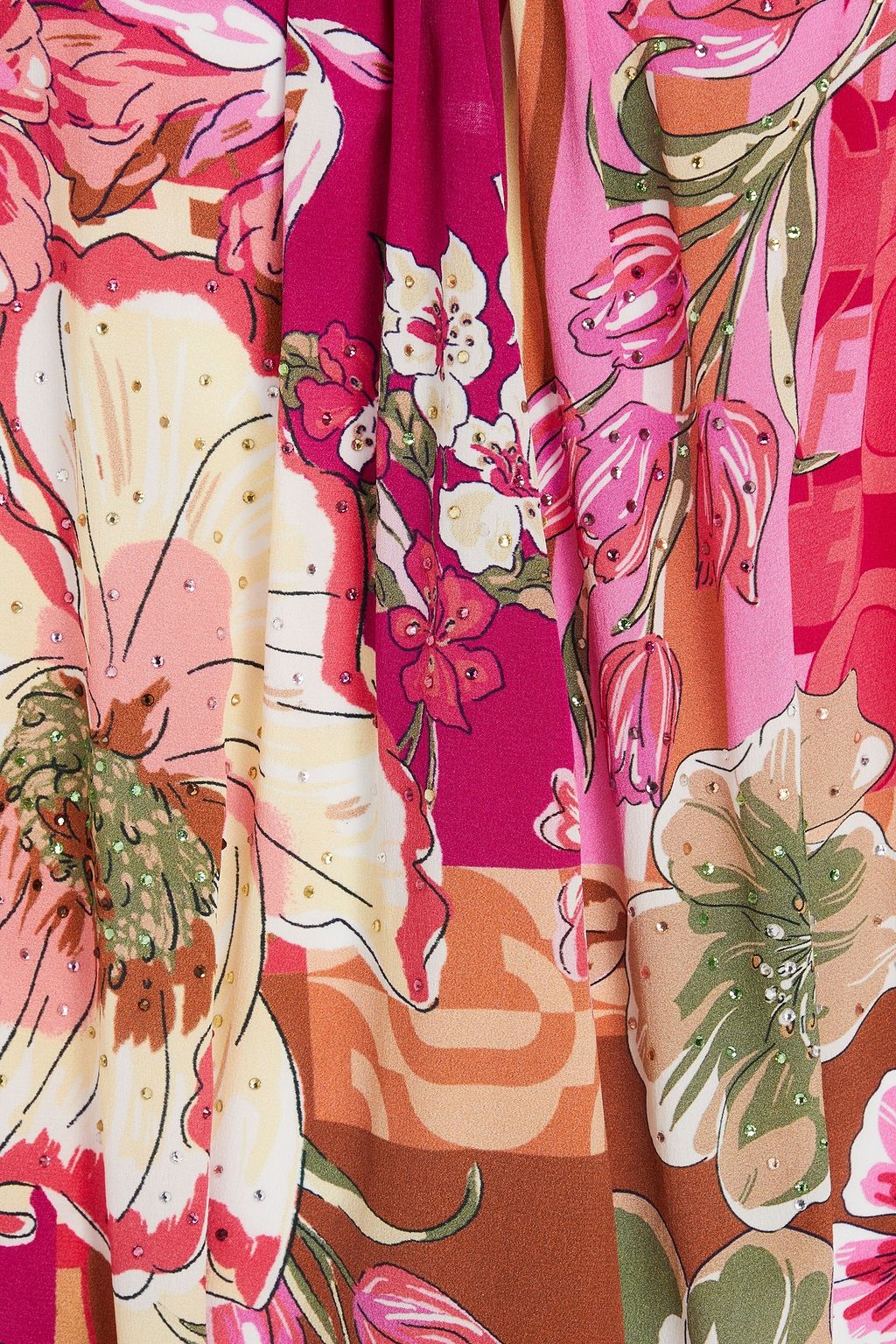 CAMILLA Crystal-embellished printed silk crepe de chine maxi dress