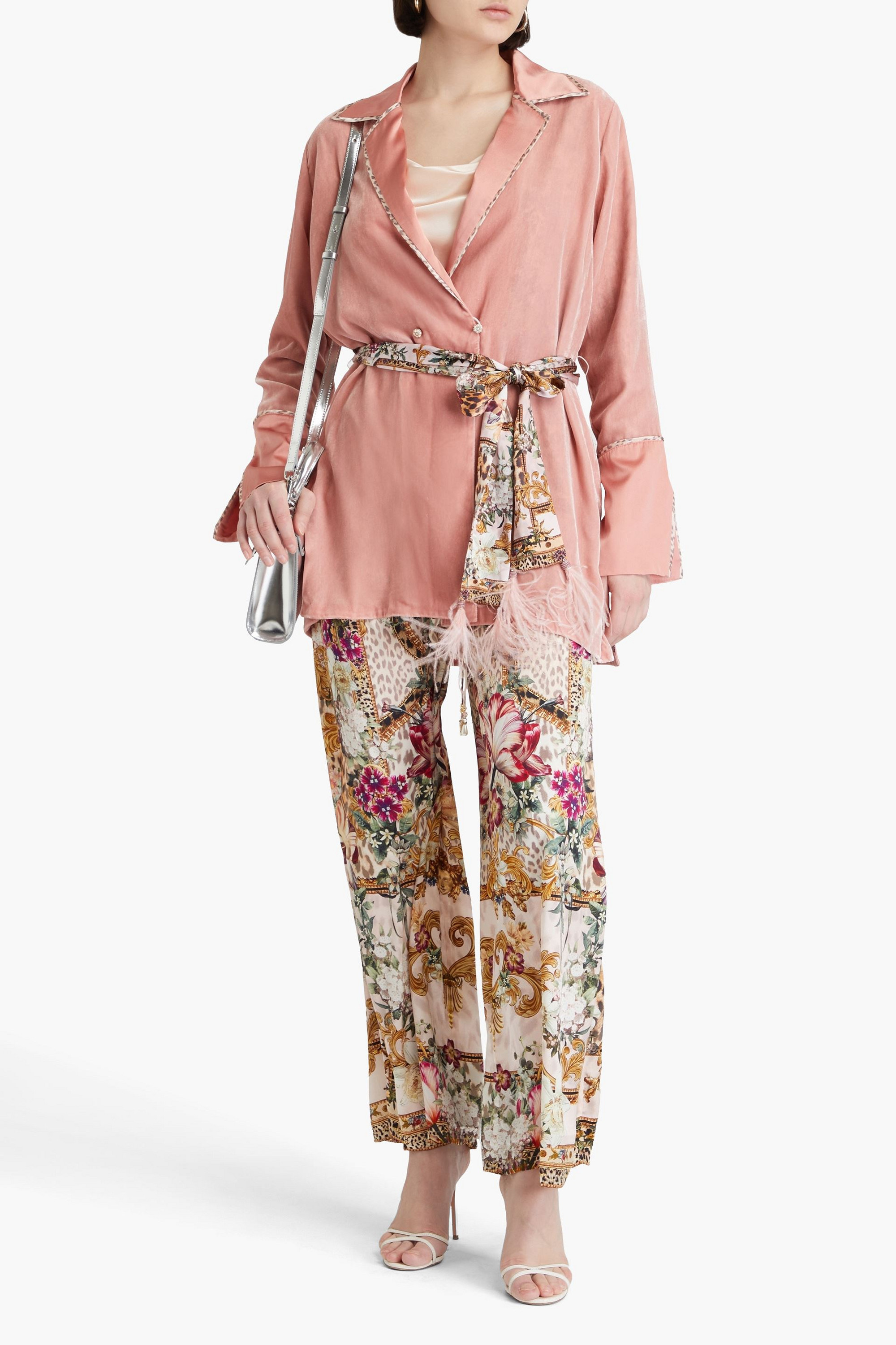 Camilla Belted embellished velvet blazer