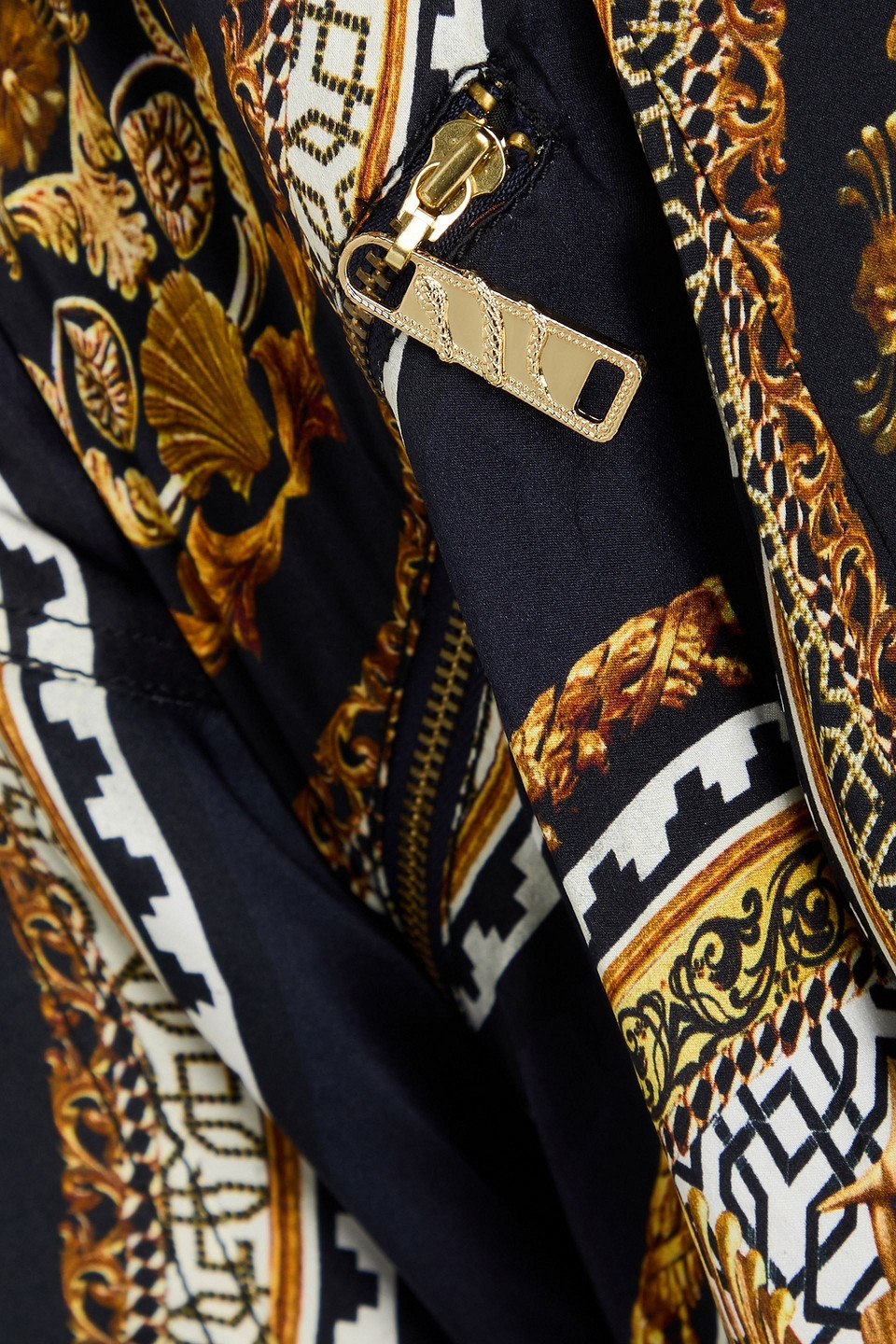 Shop Camilla Embellished Printed Silk-satin Jacket In Midnight Blue
