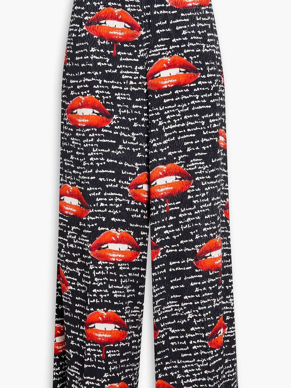 printed satin-jacquard wide-leg pants
