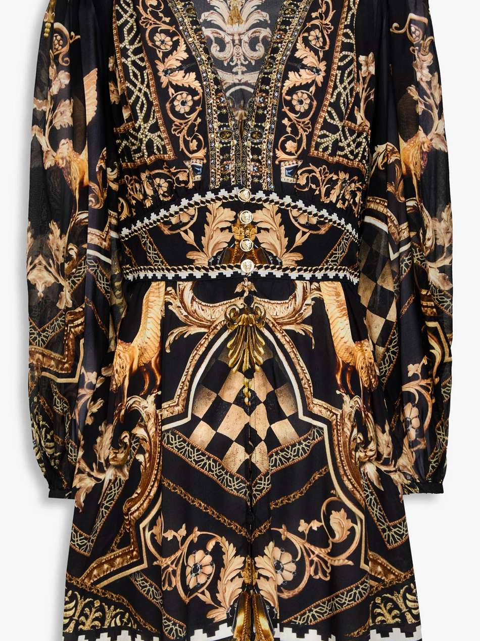 crystal-embellished silk-chiffon and crepe de chine mini dress