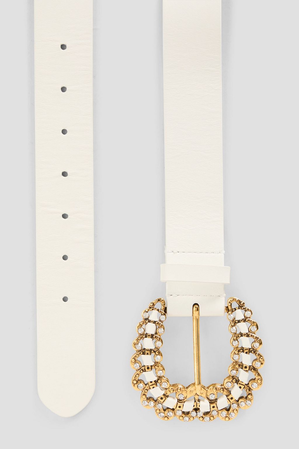 MAJE Crystal-embellished leather belt