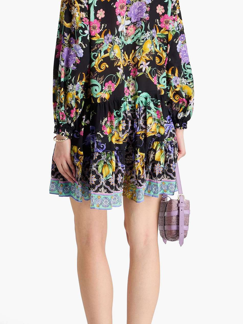crystal-embellished floral-print silk crepe de chine mini shirt dress