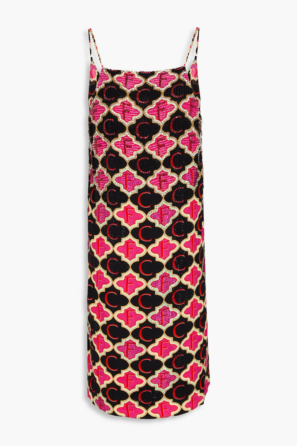 Camilla Embellished Printed Silk Crepe De Chine Mini Dress In Pink