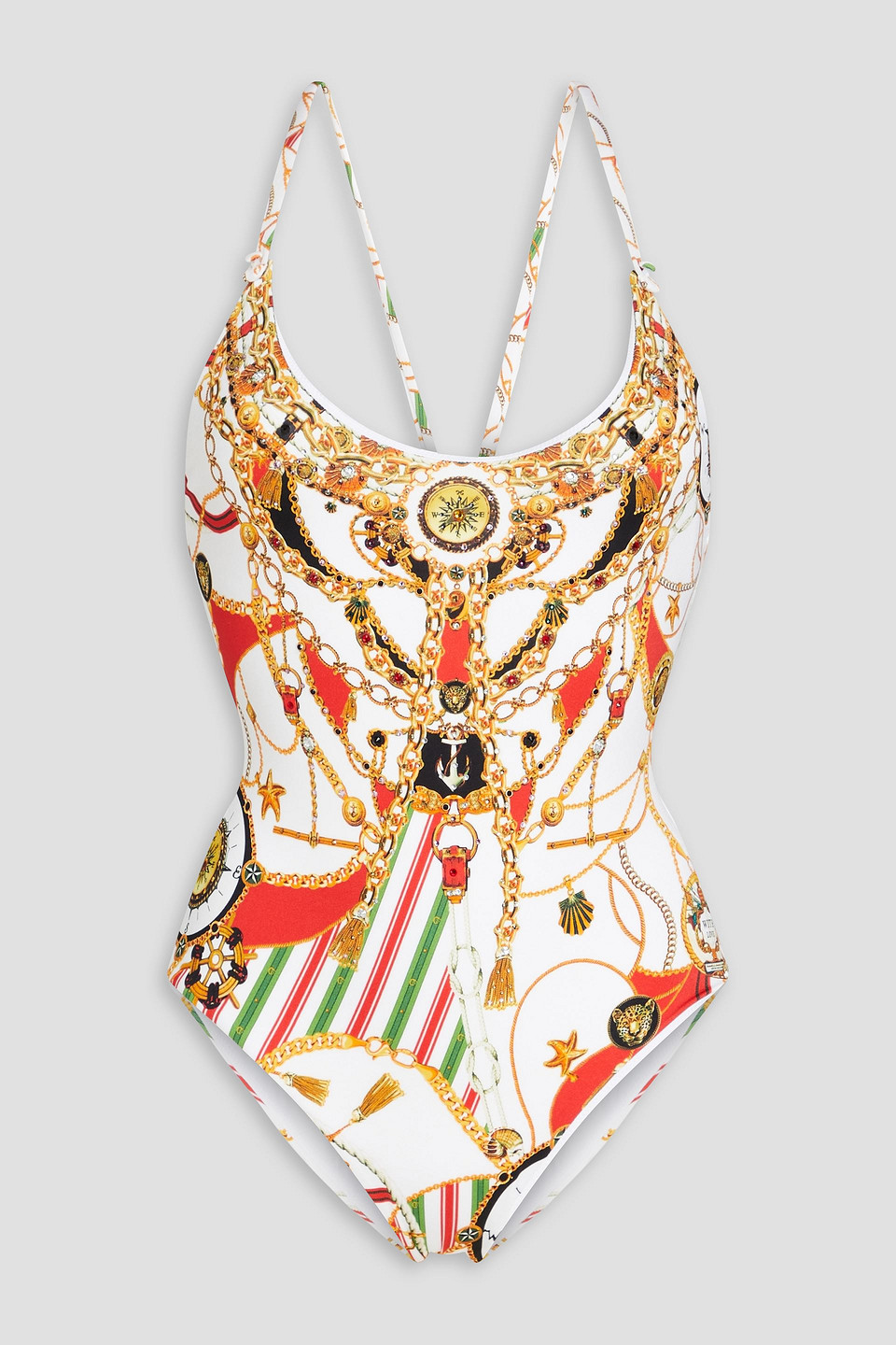 Embellished printed swimsuit