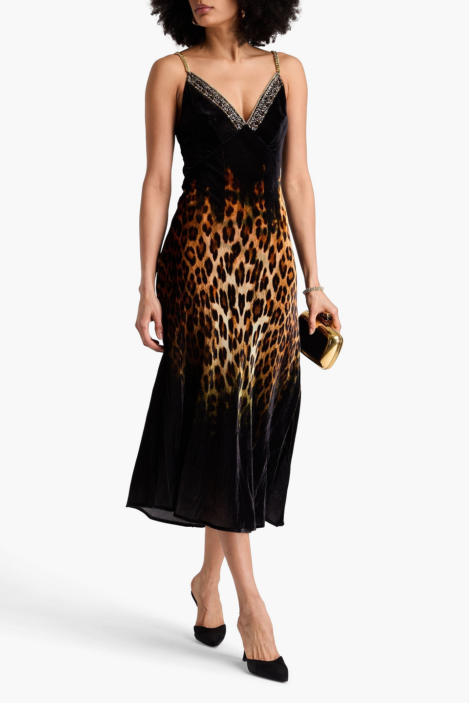 Camilla Velvet V Neck Bias Slip Jungle Dreaming In Black