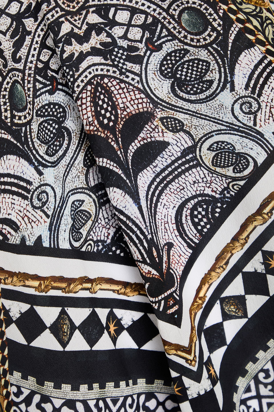 CAMILLA EMBELLISHED PRINTED SILK CREPE DE CHINE TOP