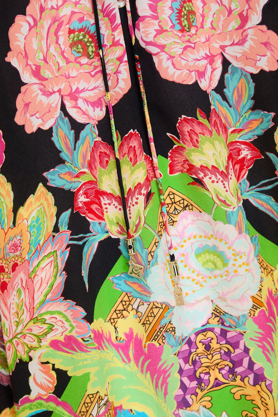 Shop Camilla Crystal-embellished Floral-print Silk Crepe De Chine Blouse In Multicolor