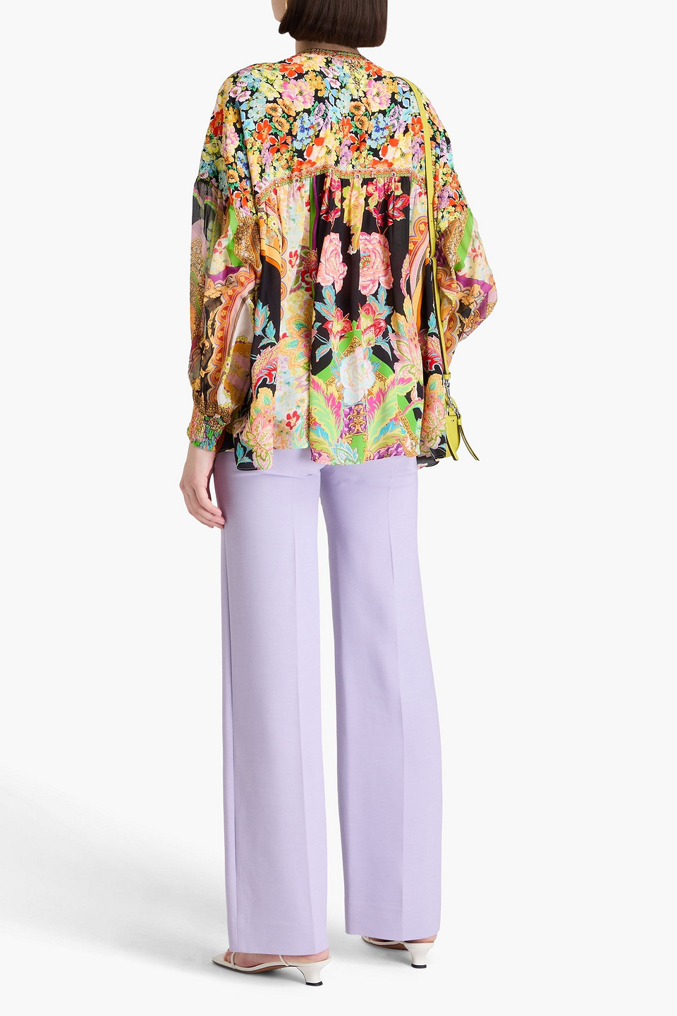 Shop Camilla Crystal-embellished Floral-print Silk Crepe De Chine Blouse In Multicolor