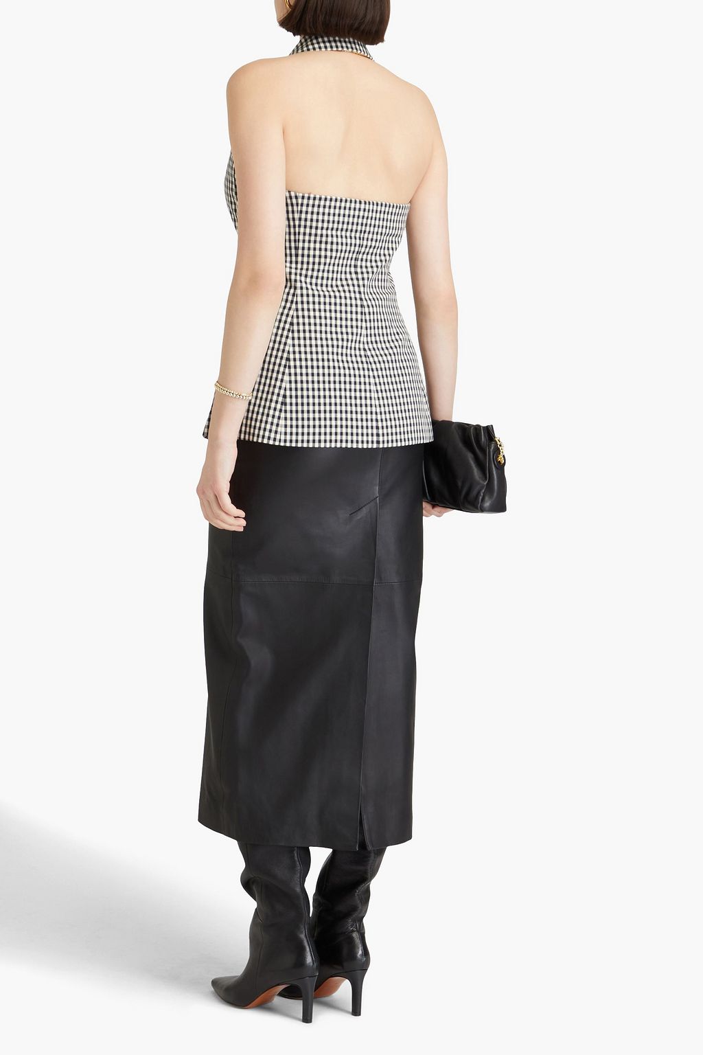 VERONICA BEARD Enfield gingham cotton-blend twill halterneck vest