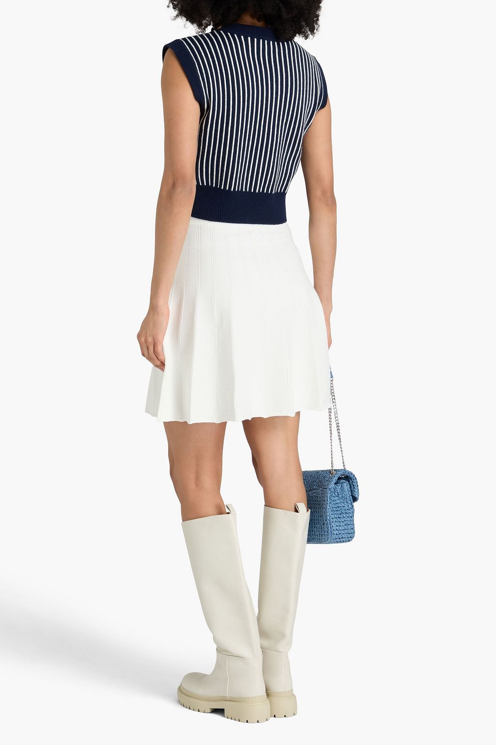 CLAUDIE PIERLOT فيست مصنوع من نسيج محبوك من الجاكار بتصميم مخطط