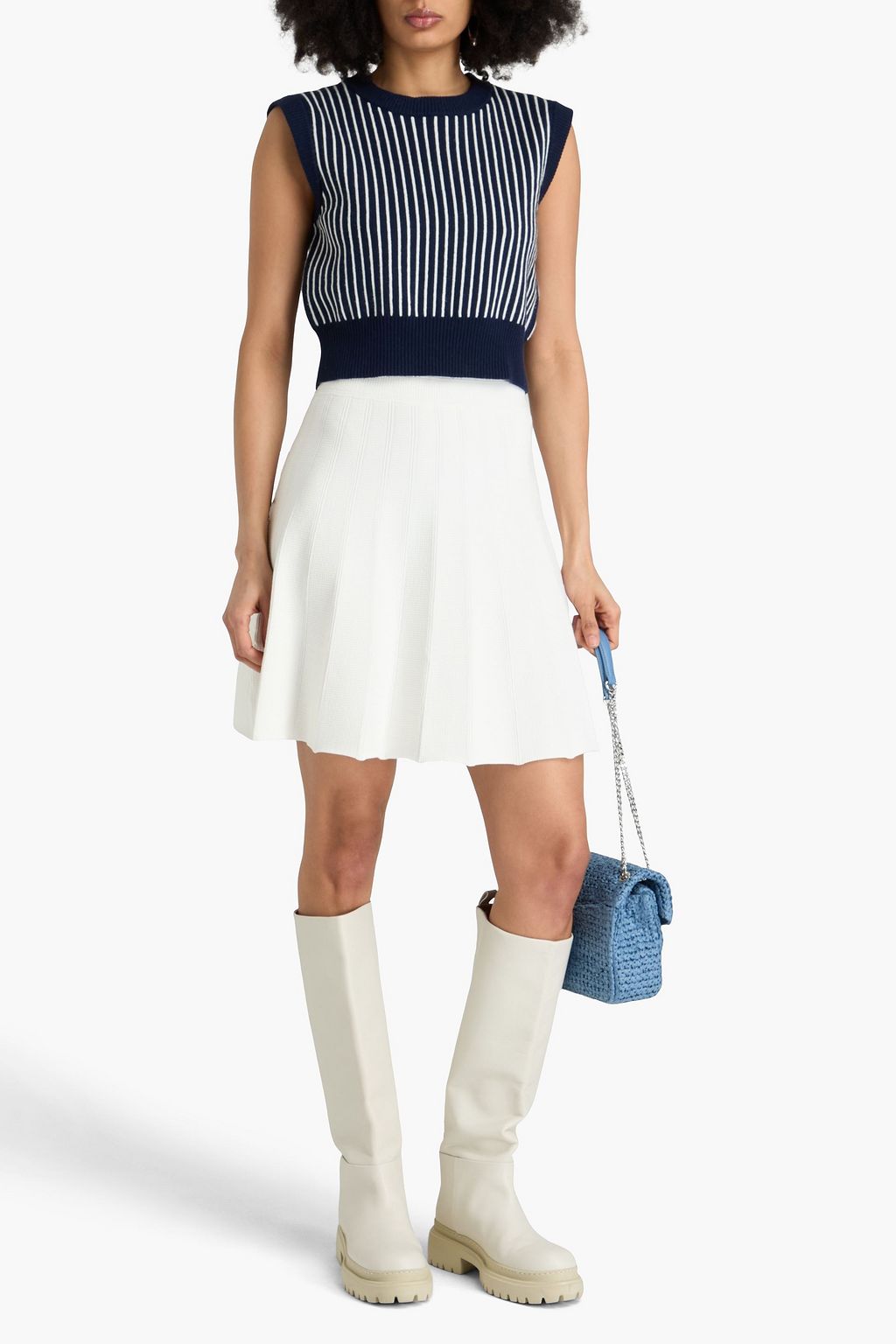CLAUDIE PIERLOT فيست مصنوع من نسيج محبوك من الجاكار بتصميم مخطط