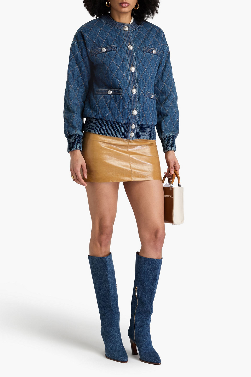  Veronica Beard - Glennon Denim Bomber Jacket - Blue - S 