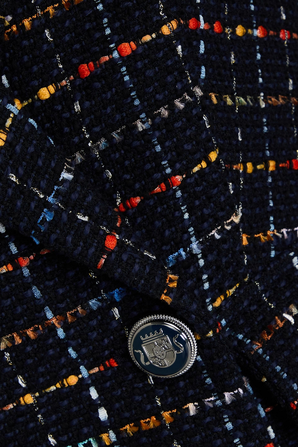 Veronica Beard Rumer Dickey Double-breasted Checked Cotton-blend Tweed Jacket In Navy