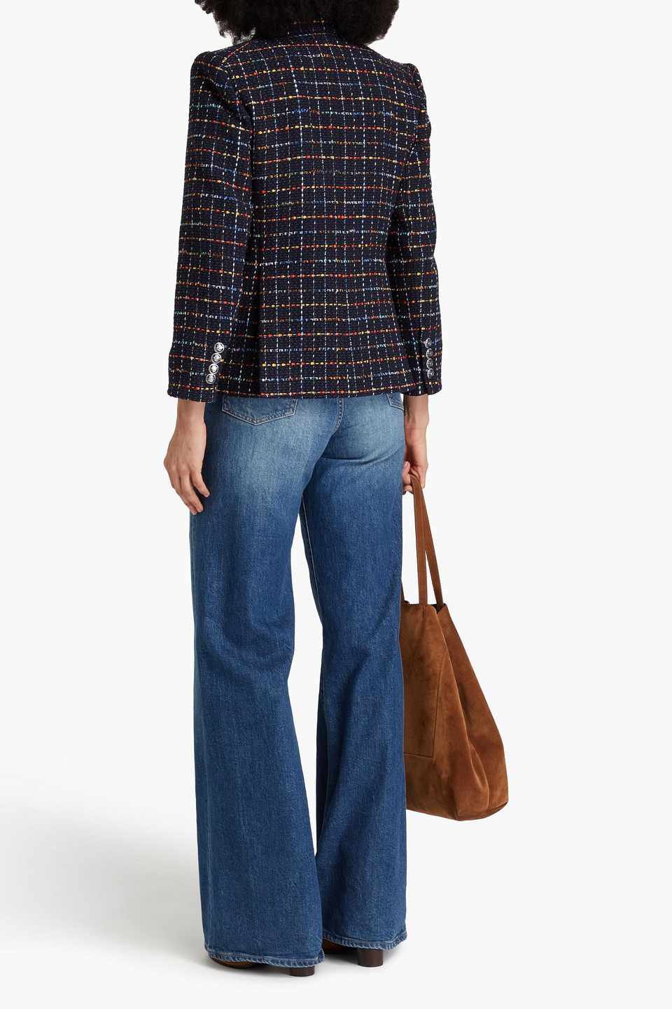Veronica Beard Rumer Dickey Double-breasted Checked Cotton-blend Tweed Jacket In Navy