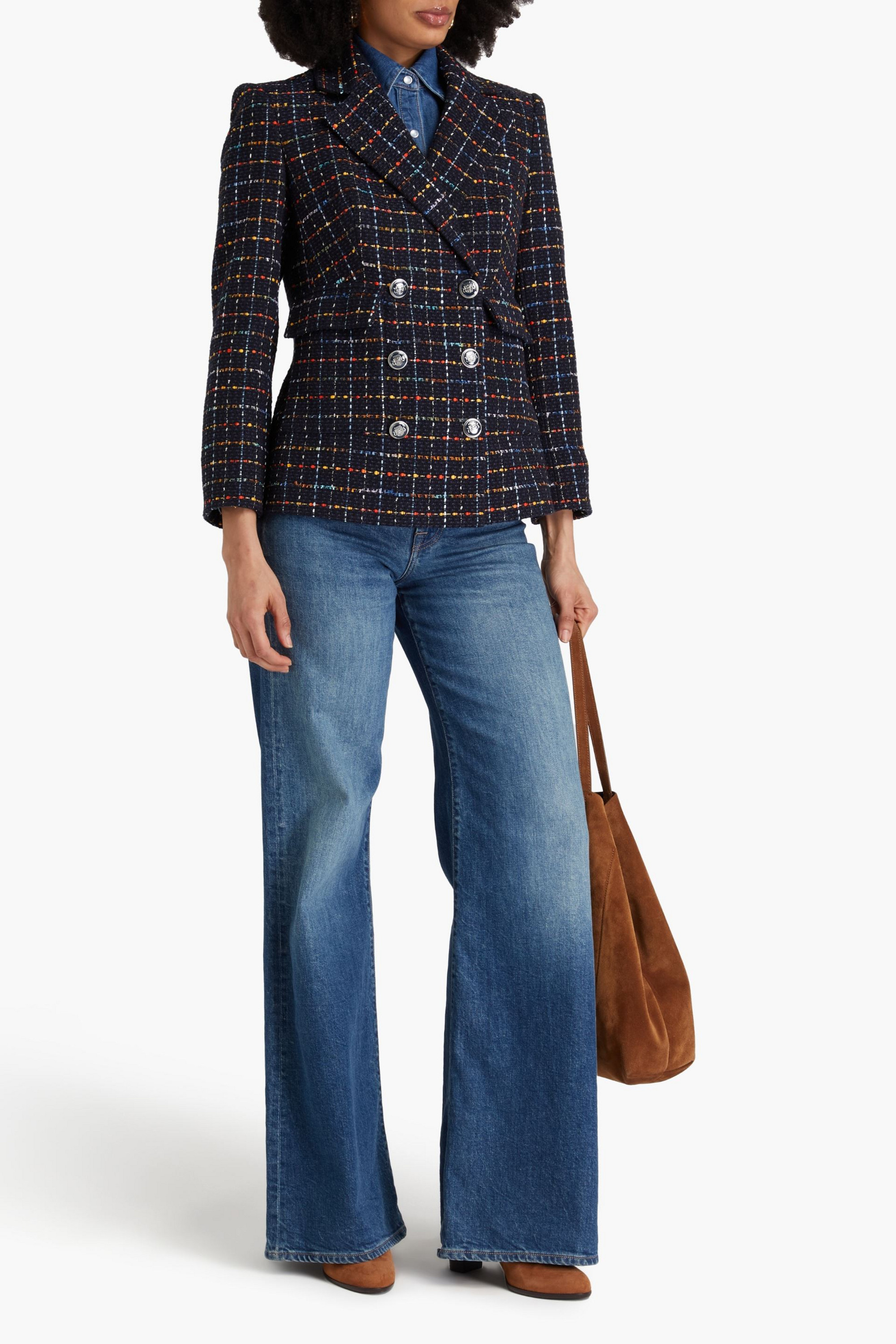 Veronica Beard Rumer Dickey double-breasted checked cotton-blend tweed jacket
