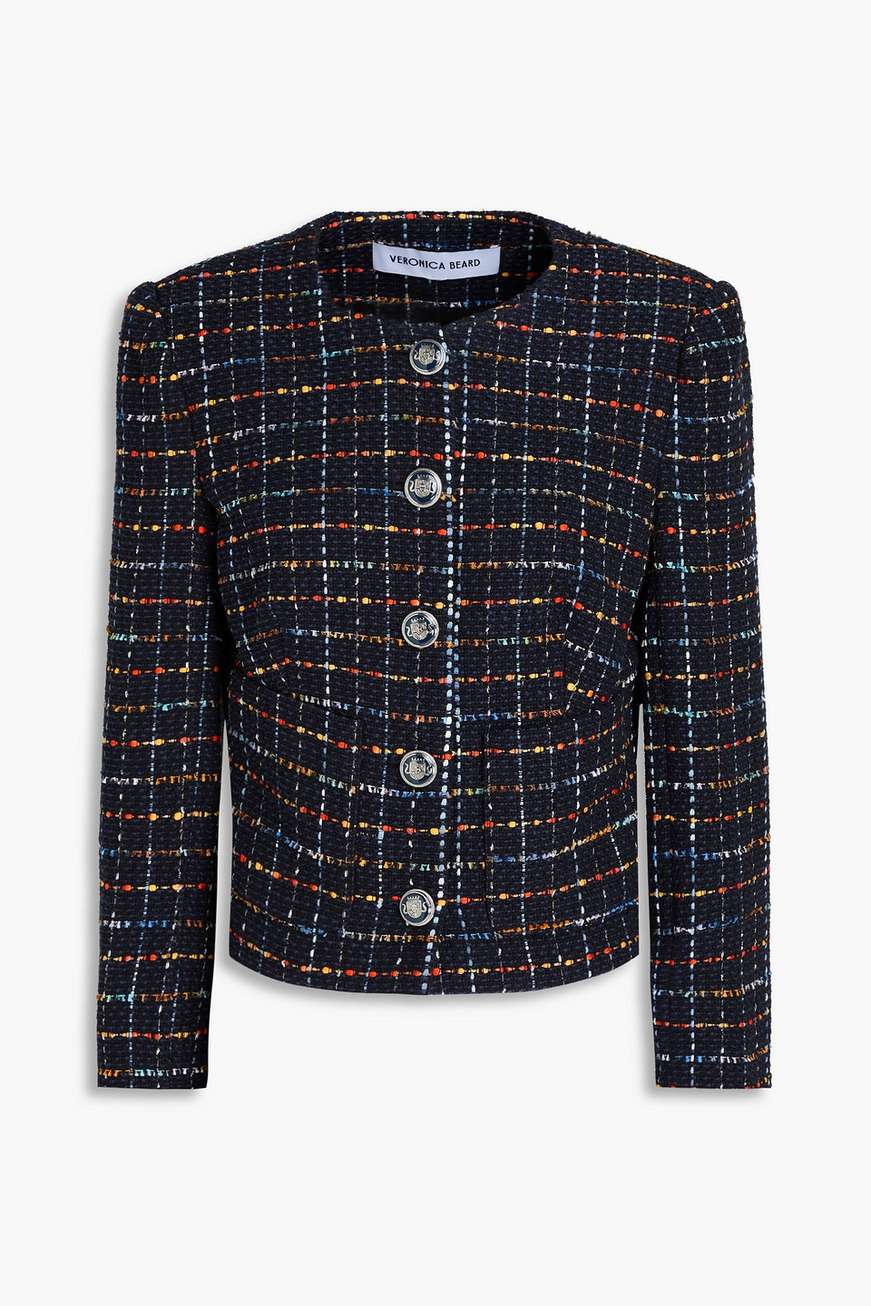 Veronica Beard Nathan Checked Cotton-blend Tweed Jacket In Navy