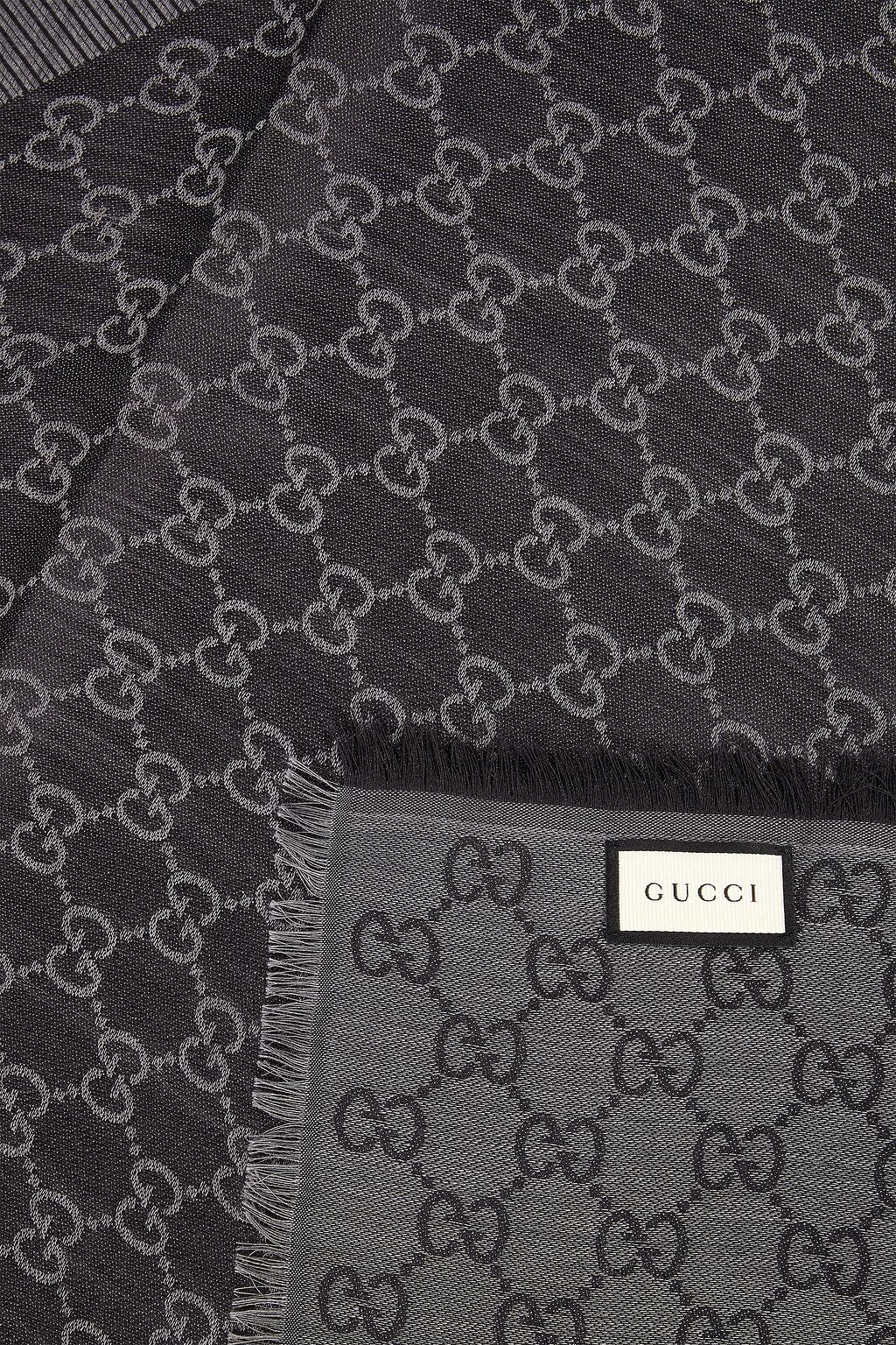 GUCCI وشاح من الصوف والجاكار المصنوع من مزيج الحرير