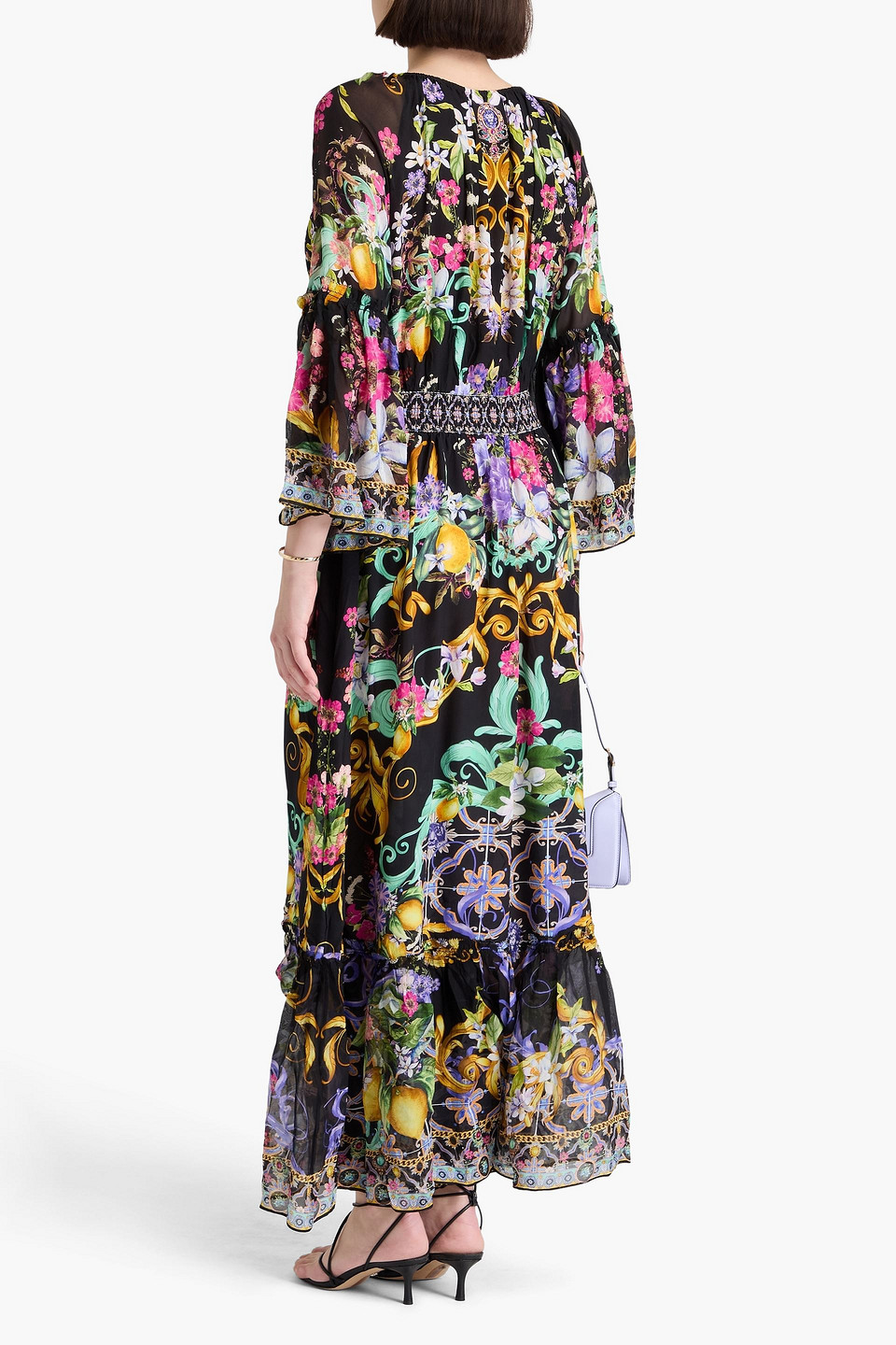 Camilla Graphic-print Silk Maxi Dress In Black