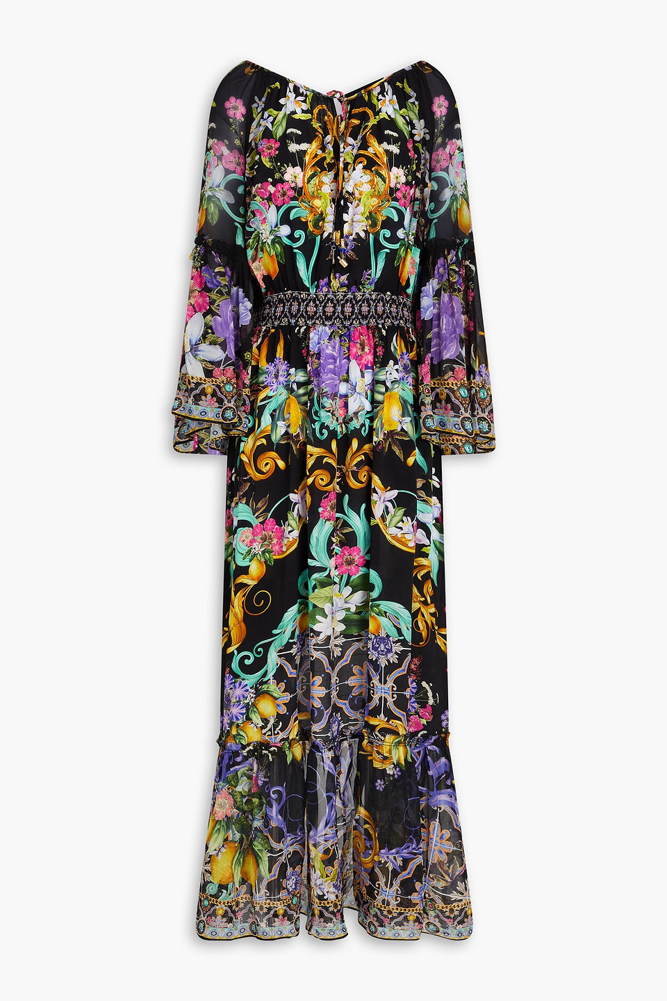 Camilla Graphic-print Silk Maxi Dress In Black
