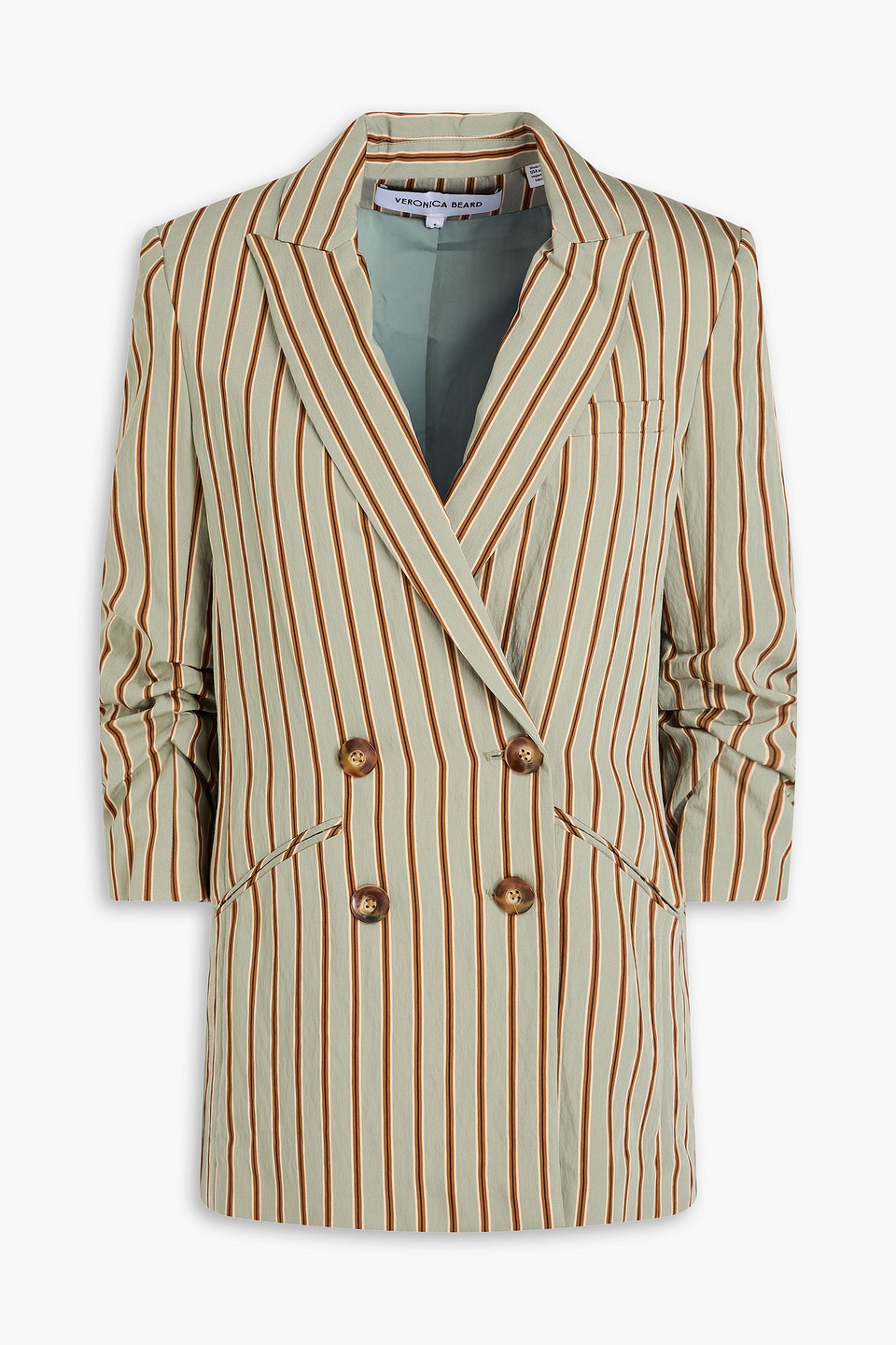 Veronica Beard - Kiernan doule-breasted striped twill blazer - Green - US 8