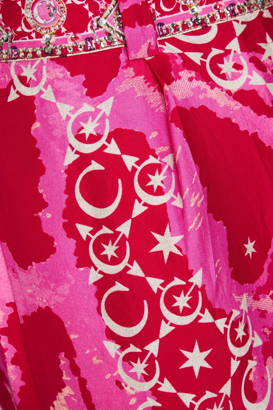 Camilla Pleated Printed Silk-twill Wide-leg Pants In Fuchsia