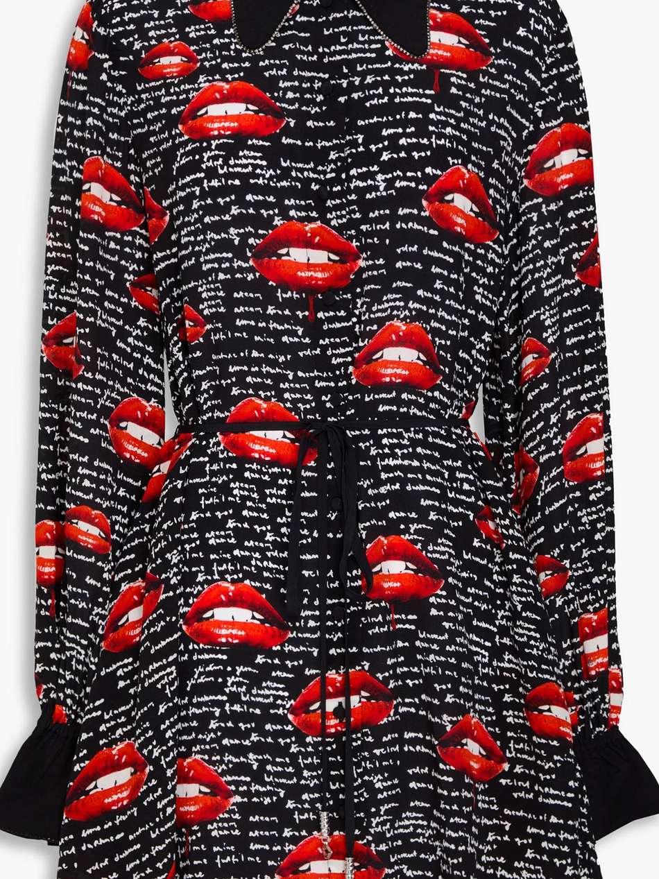 printed silk crepe de chine mini dress
