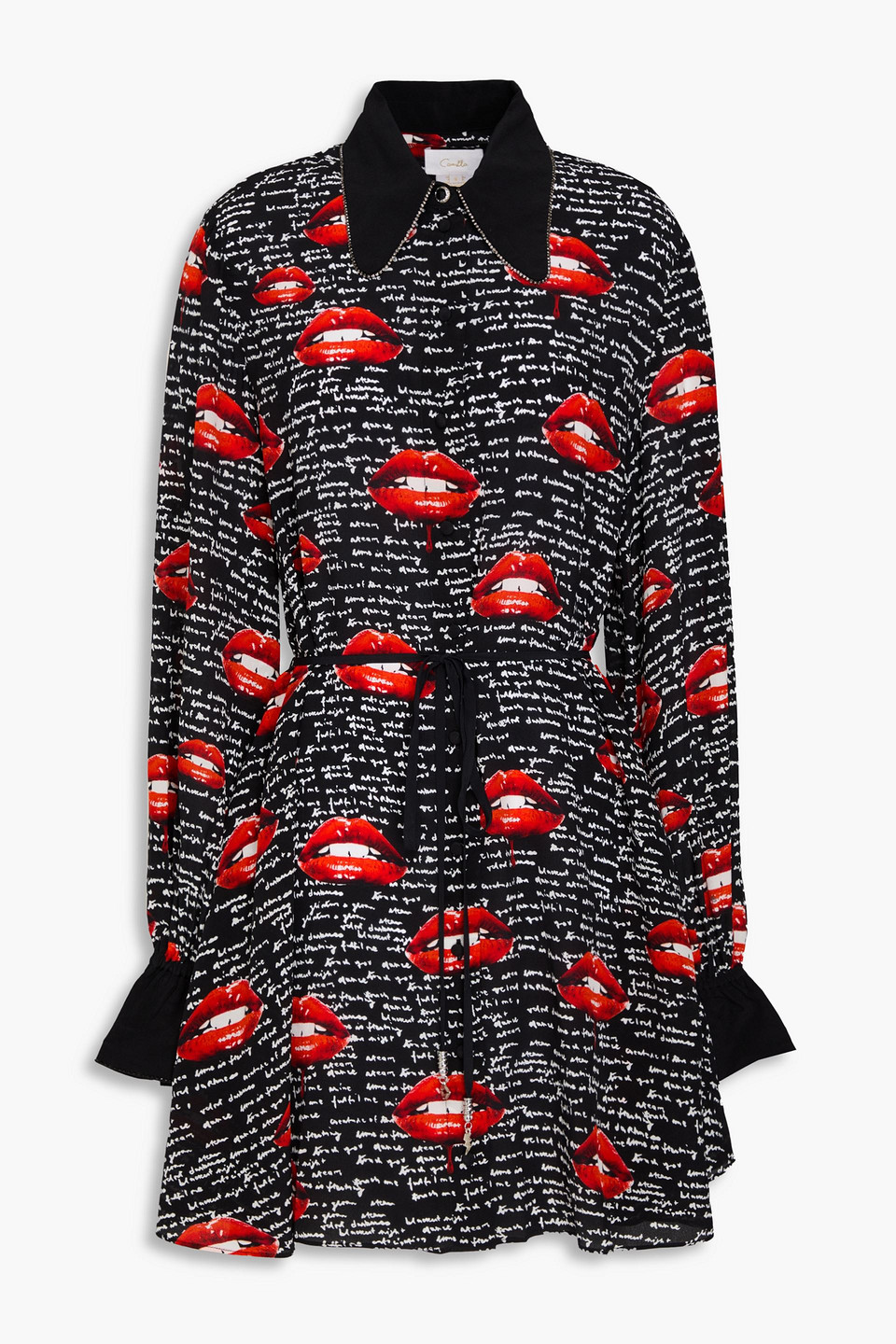 Printed silk crepe de chine mini dress