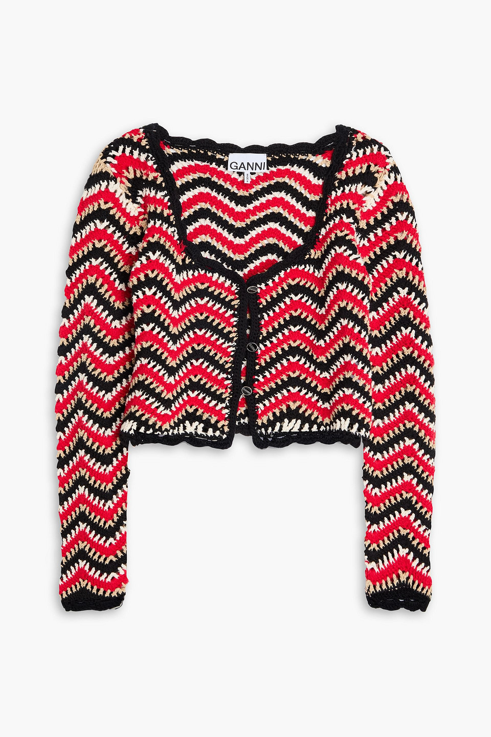 GANNI - Cropped crocheted cotton cardigan - Multicolor - M