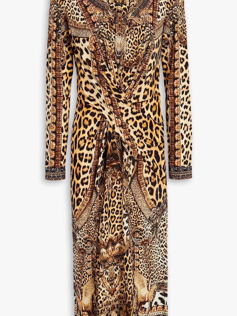 crystal-embellished leopard-print stretch-jersey midi dress