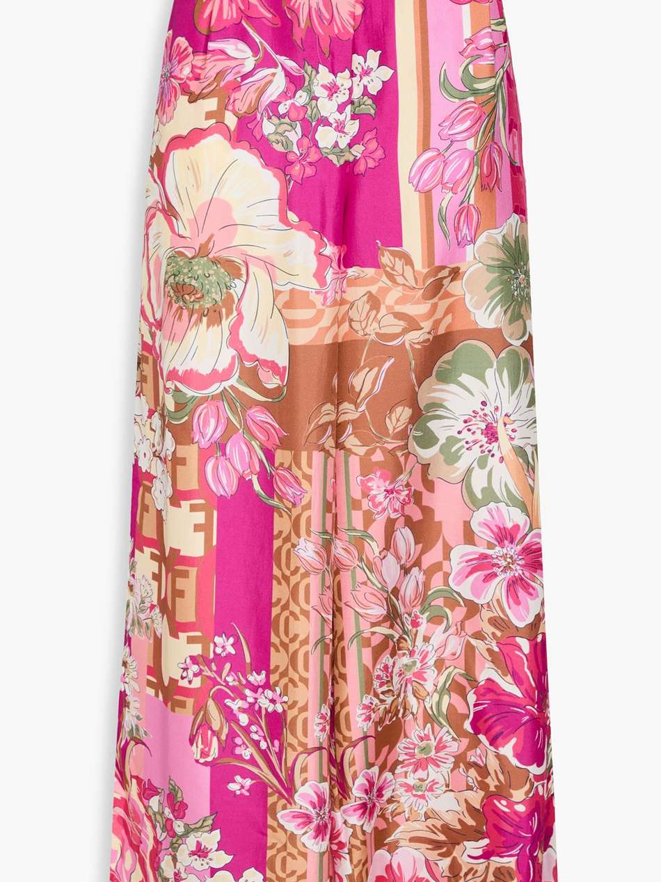 crystal-embellished floral-print silk-twill wide-leg pants