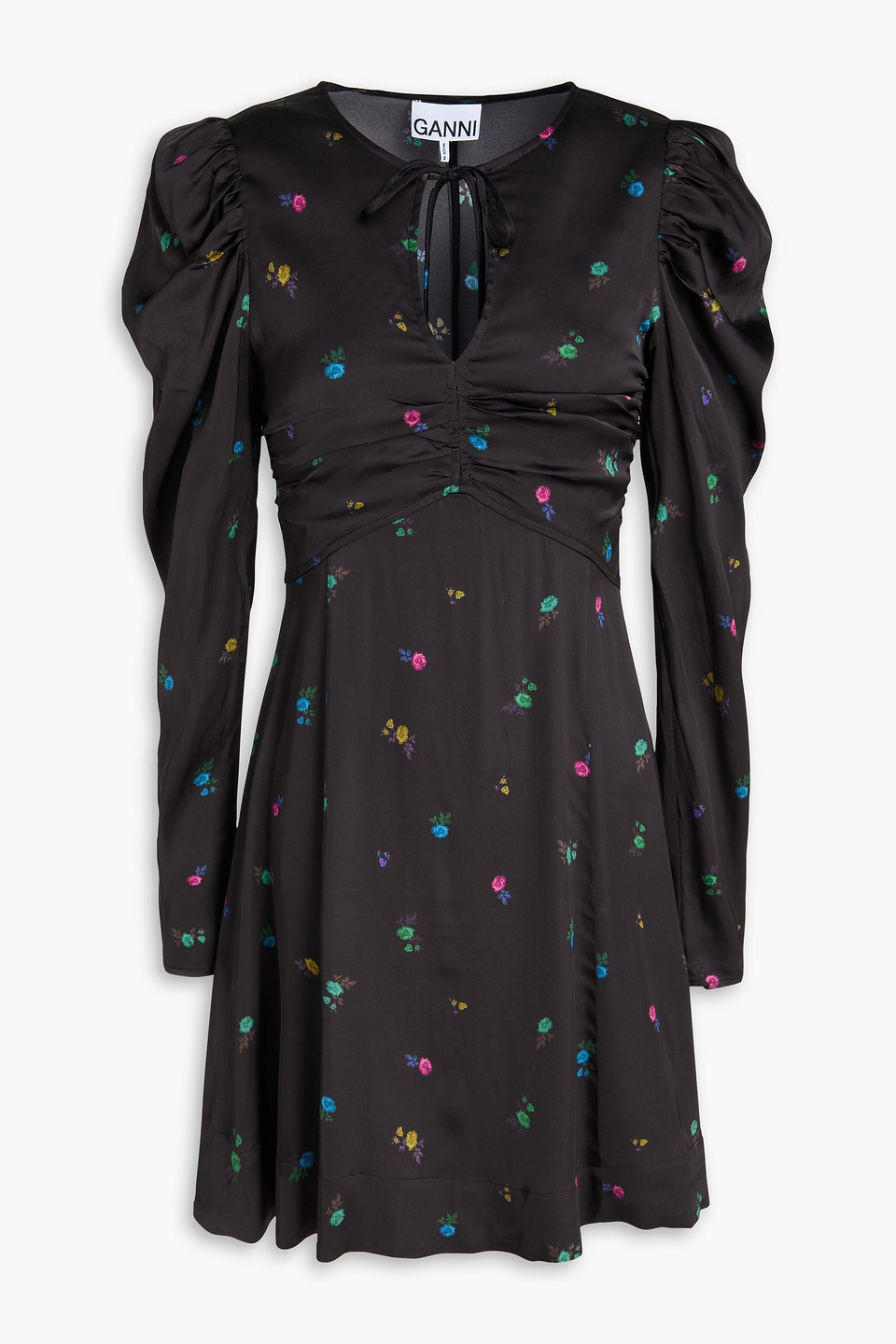 Ganni Floral Dress In Schwarz