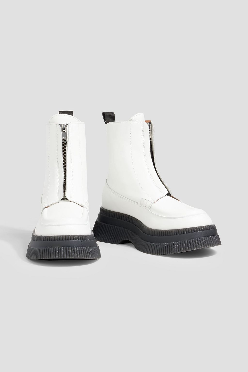 GANNI Leather platform ankle boots
