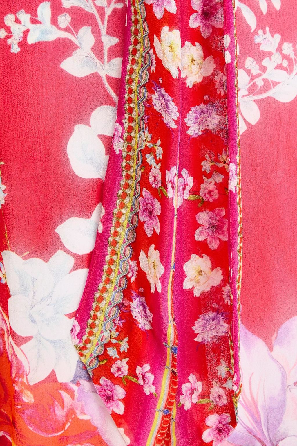 CAMILLA シルクジョーゼット トレンチコート クリスタル付き フローラルプリント