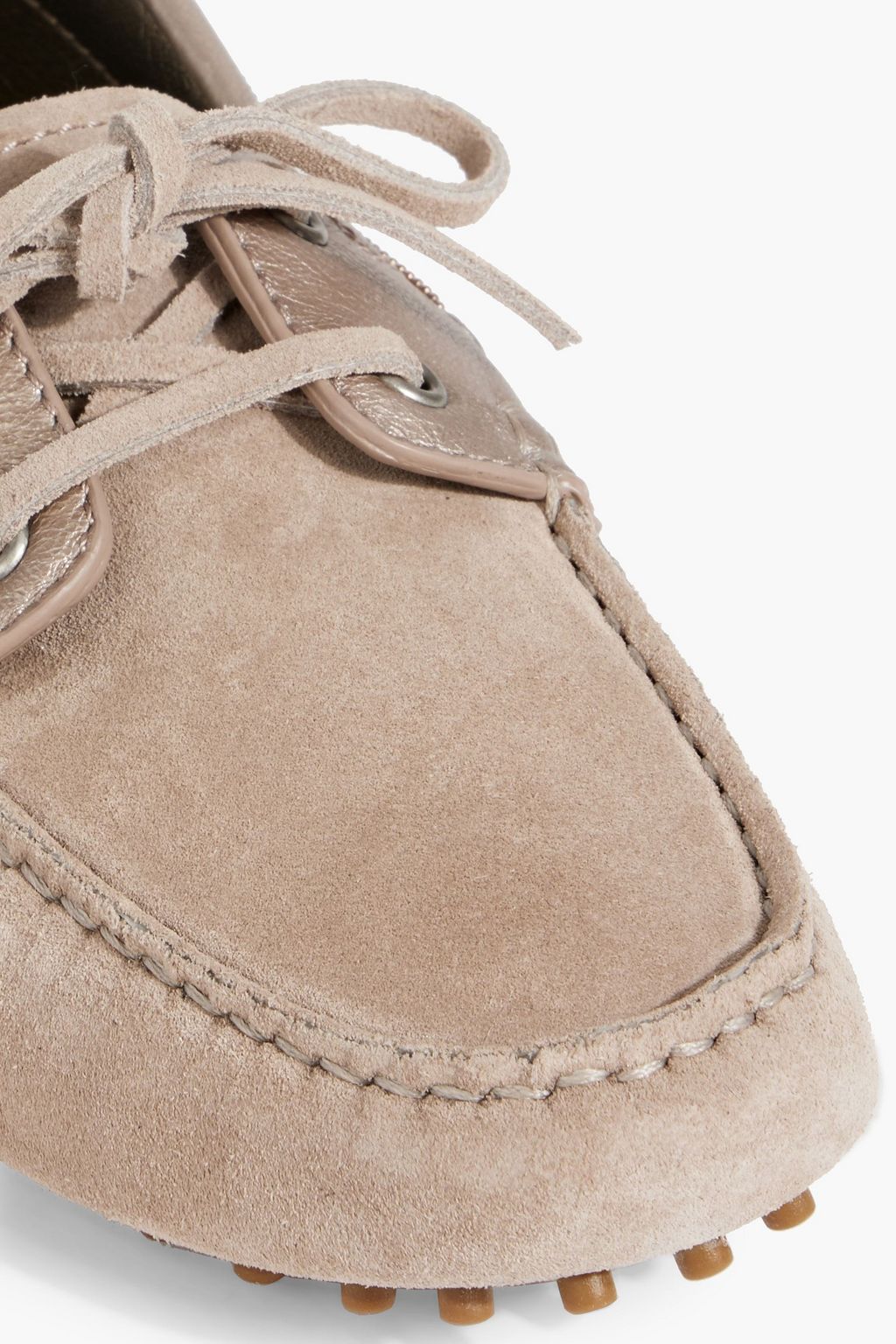 BRUNELLO CUCINELLI Bead-embellished metallic leather and suede loafers