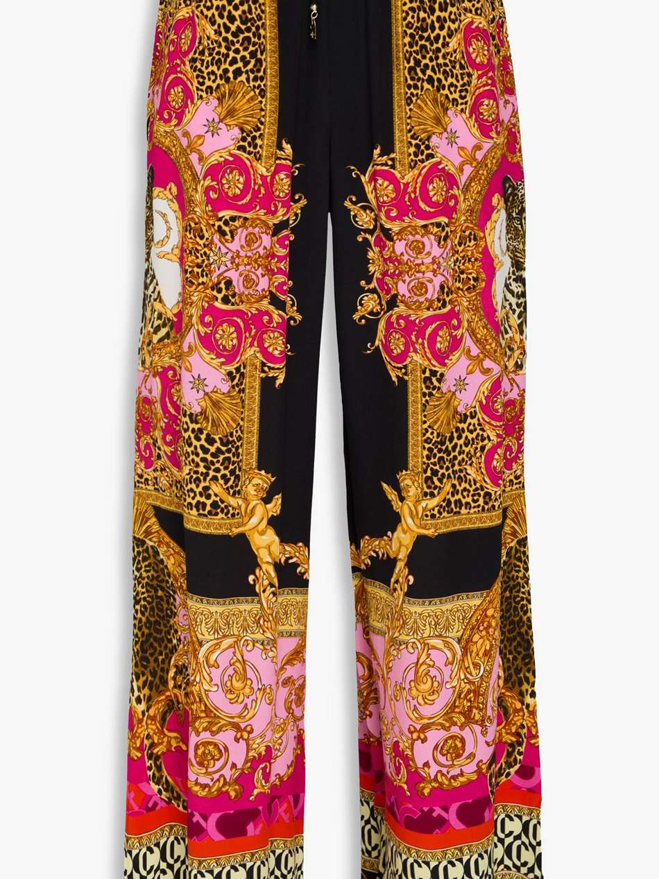 printed silk crepe de chine wide-leg pants
