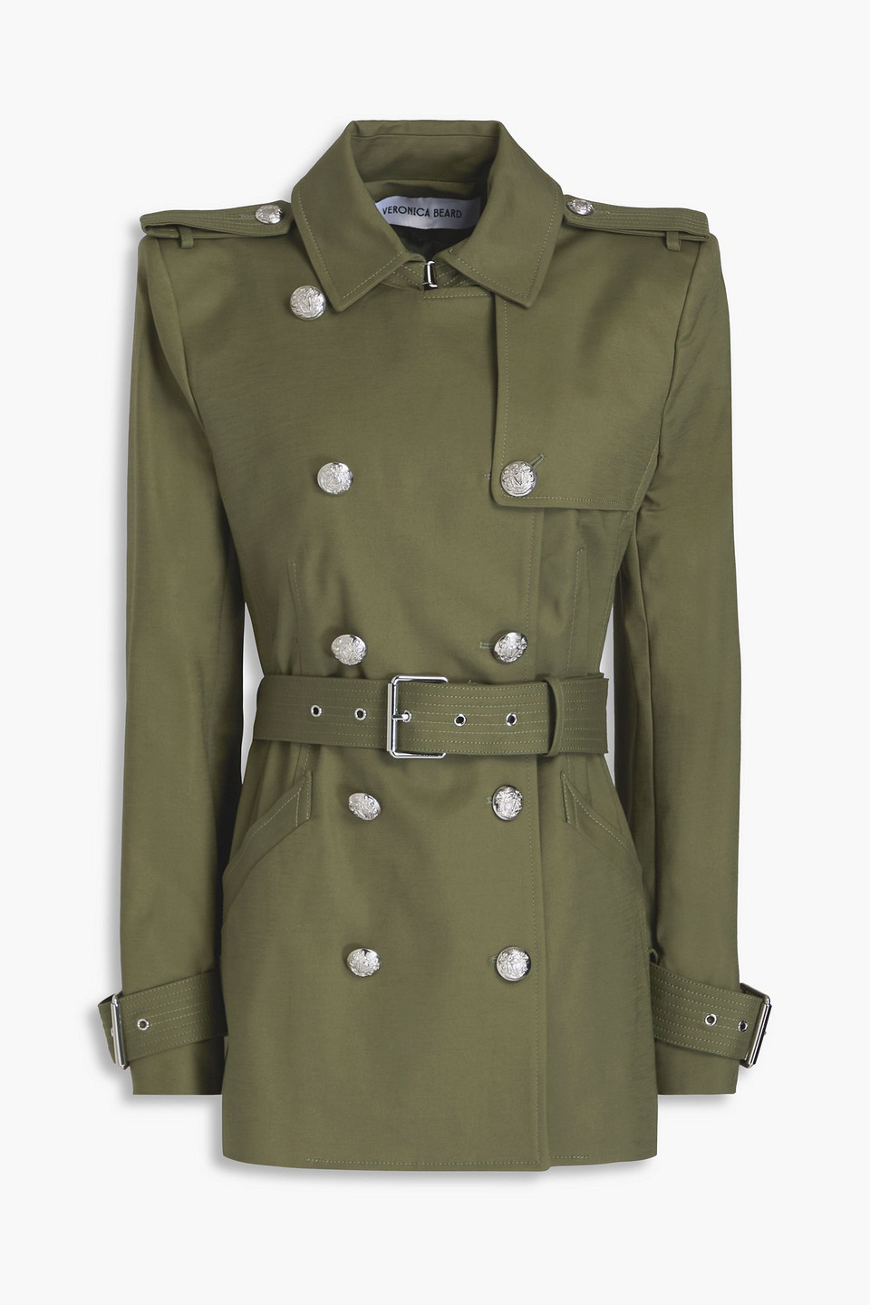 Veronica Beard Angelique Belted Stretch-cotton Trench Coat In Military-grün