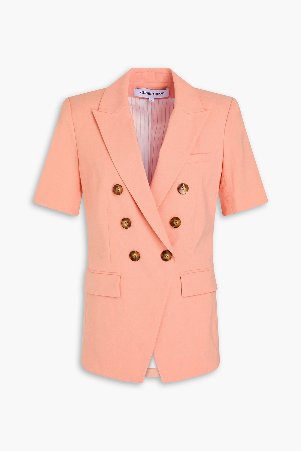 Veronica Beard Atwood Doppelreihiger Blazer Aus Einer Leinenmischung In Pfirsichfarben