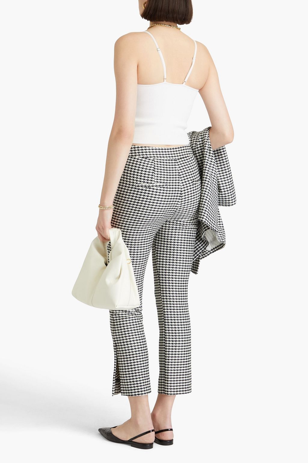 VERONICA BEARD Arte cropped houndstooth tweed bootcut pants