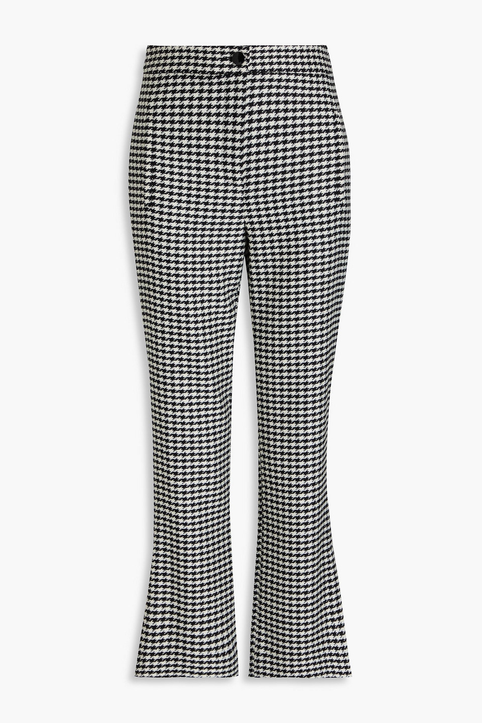 Veronica Beard Arte Cropped Houndstooth Tweed Bootcut Trousers In Schwarz