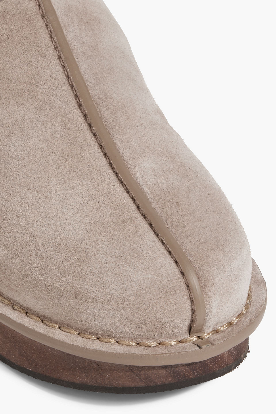 Brunello Cucinelli Monili Chain-detail Suede Mules In Mushroom