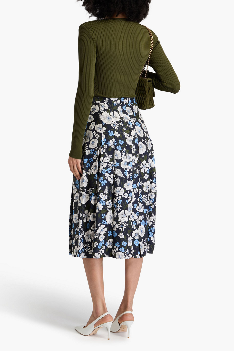  Veronica Beard - Norris Midirock Aus Twill Aus Einer Seidenmischung Mit Floralem Print - Blau - Us 00 